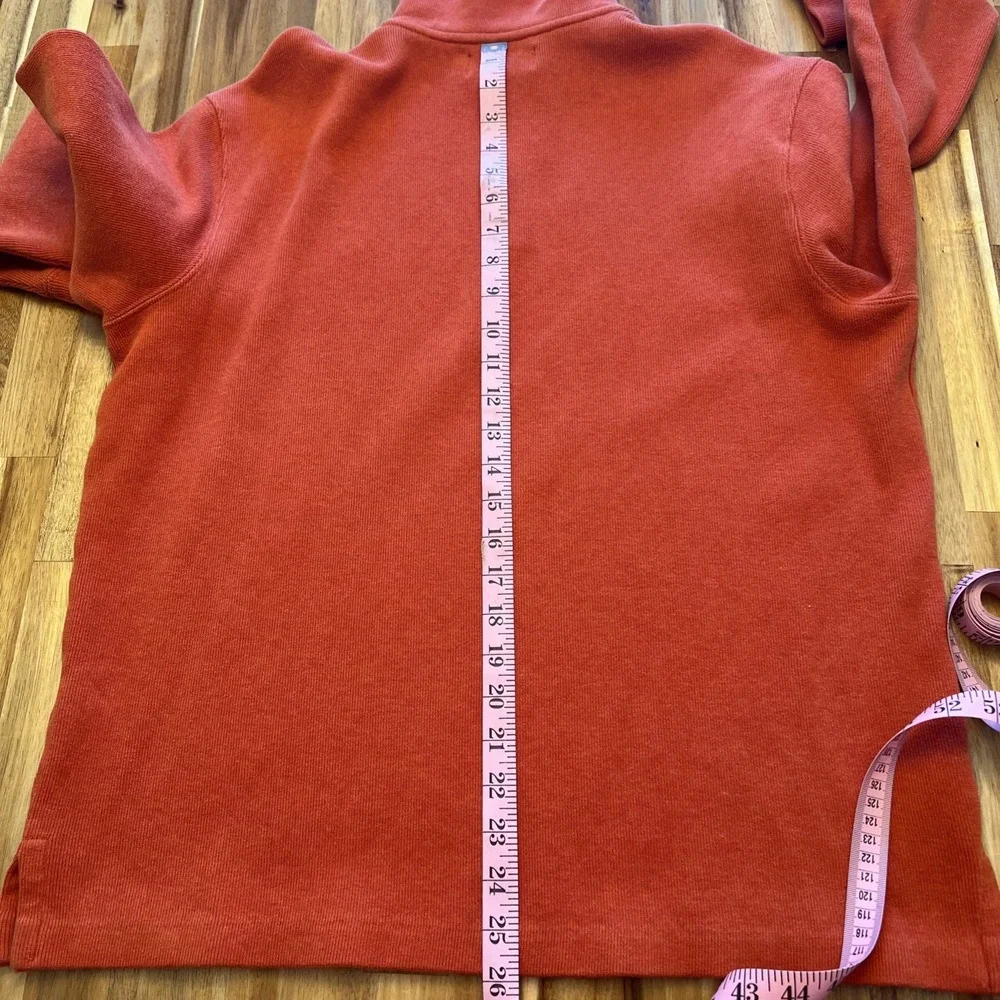Polo Ralph Lauren Orange 1/4 Zip‎ Mock Neck Cotton Sweater Pullover Size L Pony